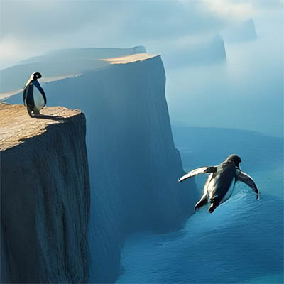 Jumping Far: A Lesson from the Penguins